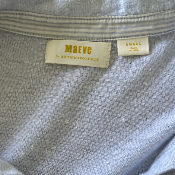 Anthropologie Maeve Jersey Linen Button Down Shirt Like New Size Small - Picture 7 of 9